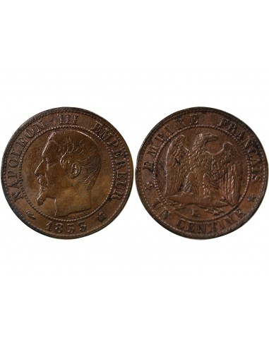 NAPOLEON III - 1 CENTIME TETE NUE - 1853 K BORDEAUX, Feuille horizontale