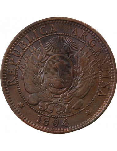 Argentine 2 Centavos Bronze 1894