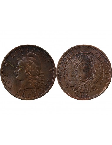 Argentine 2 Centavos Bronze 1894