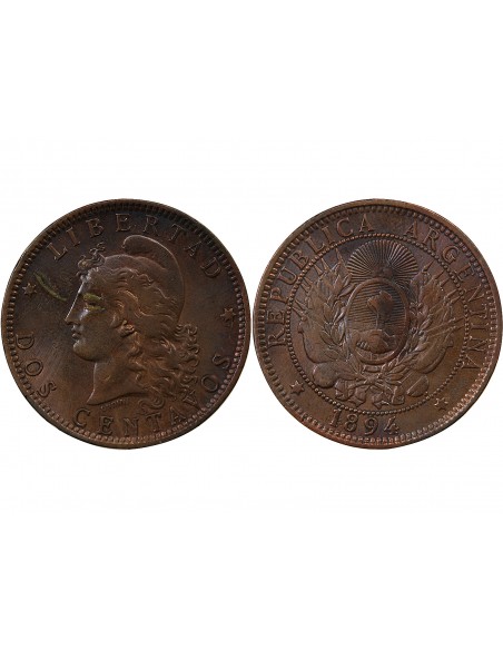 Argentine 2 Centavos Bronze 1894