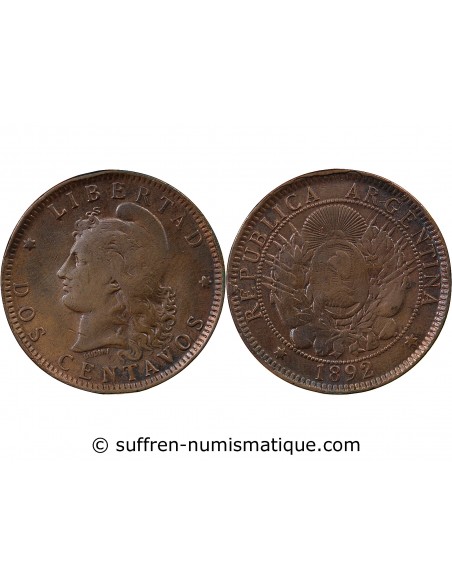 Argentine 2 centavos Bronze 1892