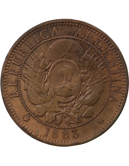 Argentine 2 Centavos Bronze 1883
