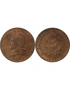 Argentine 2 Centavos Bronze 1883 2