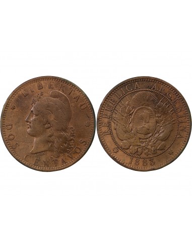 Argentine 2 Centavos Bronze 1883