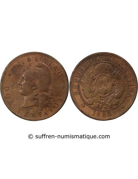 Argentine 2 Centavos Bronze 1883
