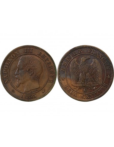 NAPOLEON III - 2 CENTIMES TETE NUE 1855 A PARIS - ANCRE