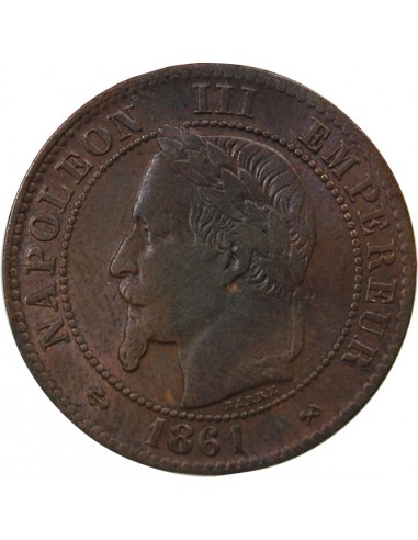 NAPOLEON III - 2 CENTIMES 1861 TETE LAUREE - K BORDEAUX