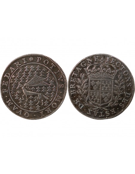 ETATS DE BRETAGNE, LOUIS XIV – JETON ARGENT nd (1655) VITRÉ Daniel 14