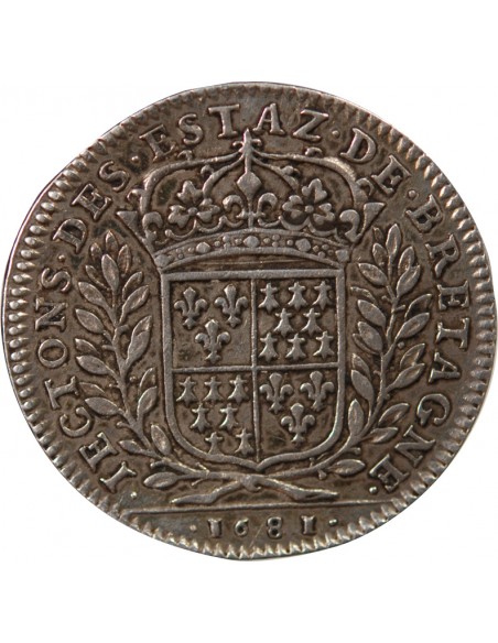 ETATS DE BRETAGNE, LOUIS XIV – JETON ARGENT 1681 NANTES Daniel 23