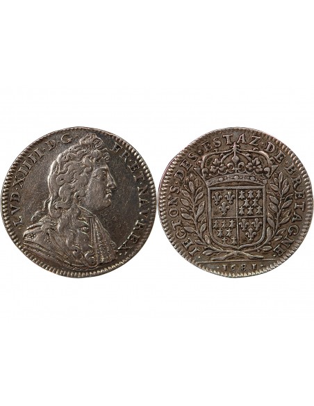 ETATS DE BRETAGNE, LOUIS XIV – JETON ARGENT 1681 NANTES Daniel 23