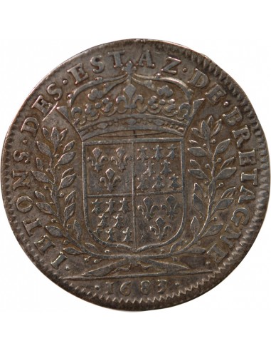 ETATS DE BRETAGNE, LOUIS XIV – JETON ARGENT 1683 VITRE Daniel 27