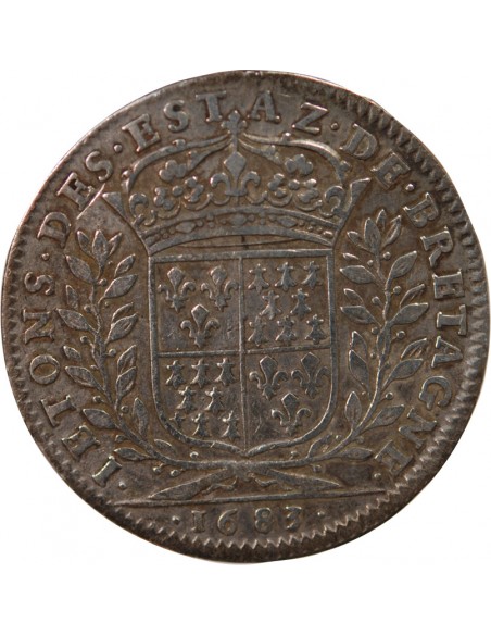 ETATS DE BRETAGNE, LOUIS XIV – JETON ARGENT 1683 VITRE Daniel 27