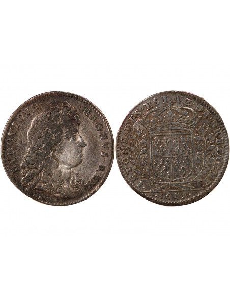ETATS DE BRETAGNE, LOUIS XIV – JETON ARGENT 1683 VITRE Daniel 27