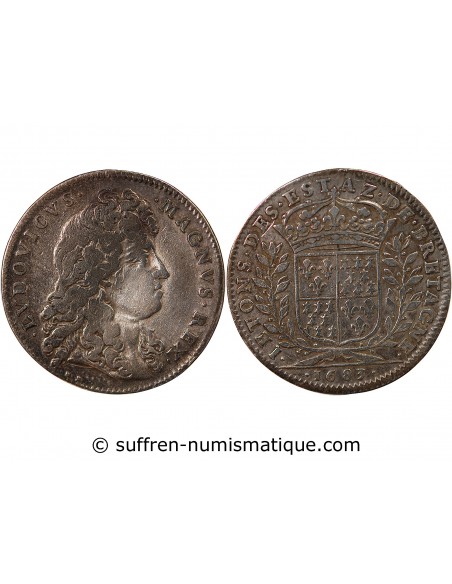 ETATS DE BRETAGNE, LOUIS XIV – JETON ARGENT 1683 VITRE Daniel 27