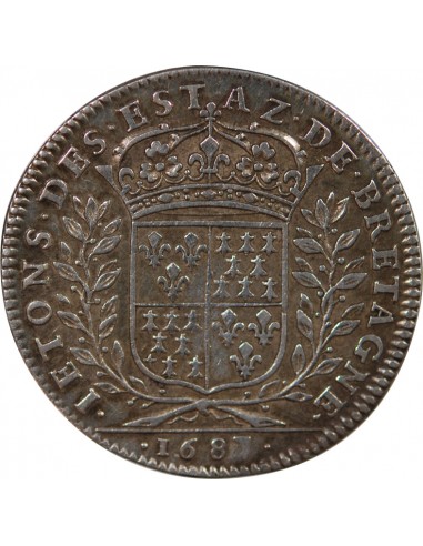 ETATS DE BRETAGNE, LOUIS XIV – JETON ARGENT 1683 VITRE Daniel 27