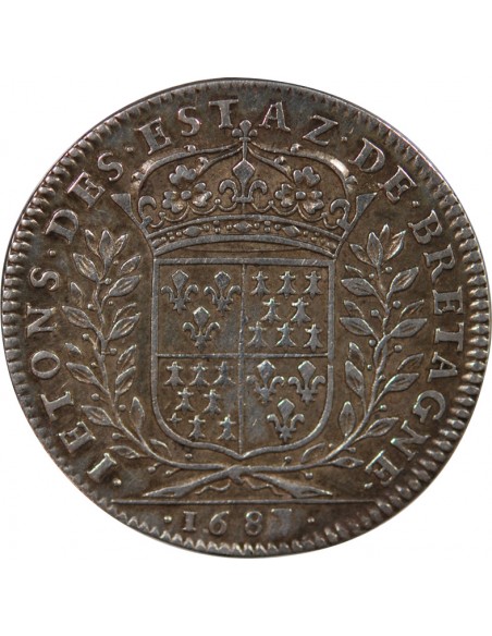 ETATS DE BRETAGNE, LOUIS XIV – JETON ARGENT 1683 VITRE Daniel 27