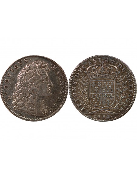 ETATS DE BRETAGNE, LOUIS XIV – JETON ARGENT 1683 VITRE Daniel 27