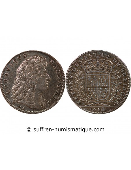 ETATS DE BRETAGNE, LOUIS XIV – JETON ARGENT 1683 VITRE Daniel 27