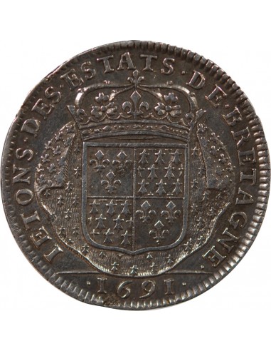 ETATS DE BRETAGNE, LOUIS XIV – JETON ARGENT 1691 VANNES Daniel 40