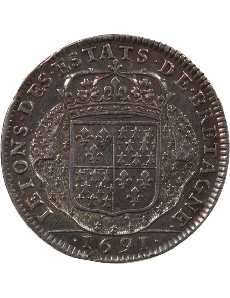 ETATS DE BRETAGNE, LOUIS XIV – JETON ARGENT 1691 VANNES Daniel 40