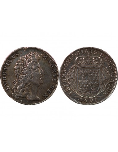 ETATS DE BRETAGNE, LOUIS XIV – JETON ARGENT 1691 VANNES Daniel 40