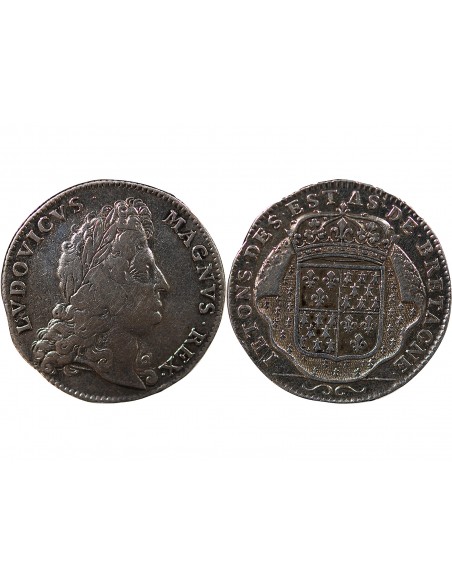 ETATS DE BRETAGNE, LOUIS XIV – JETON ARGENT nd 1697 VITRE Daniel 45