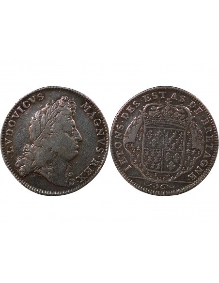 ETATS DE BRETAGNE, LOUIS XIV – JETON ARGENT nd 1697 VITRE Daniel 46