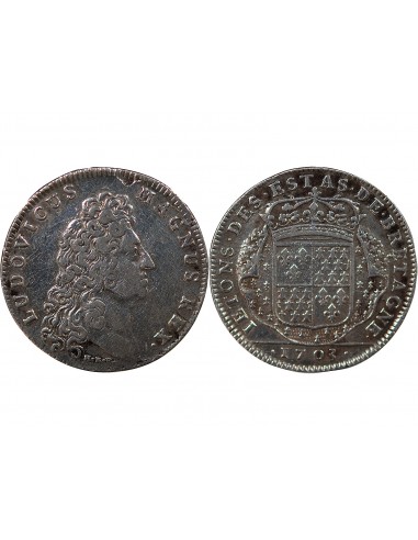 Louis XIV 1 jeton Argent 1703 Vannes
