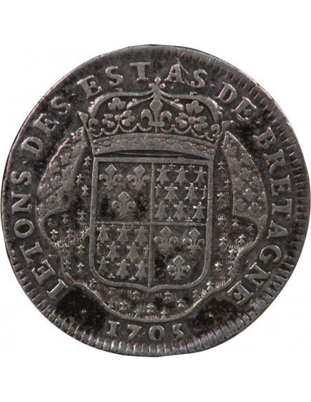 ETATS DE BRETAGNE, LOUIS XIV – JETON ARGENT 1705 VITRE Daniel 58