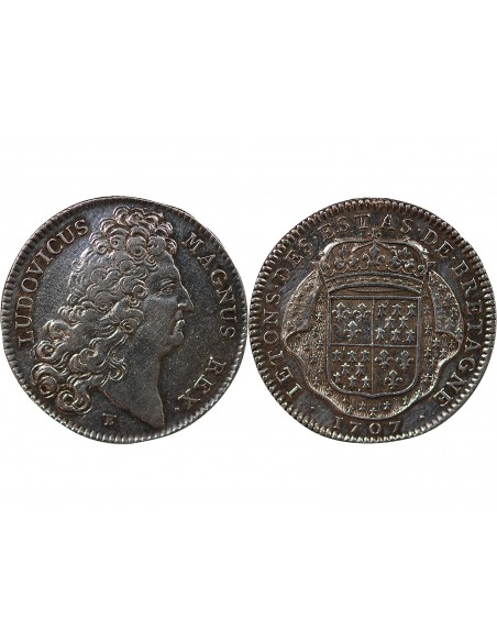 ETATS DE BRETAGNE, LOUIS XIV – JETON ARGENT 1707 DINAN Daniel 60