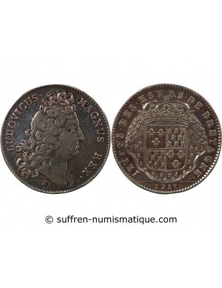 ETATS DE BRETAGNE, LOUIS XIV – JETON ARGENT 1711 DINAN Daniel 66