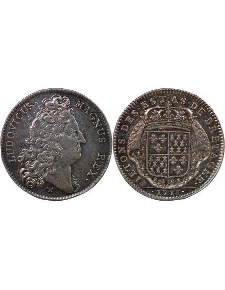 ETATS DE BRETAGNE, LOUIS XIV – JETON ARGENT 1711 DINAN Daniel 67