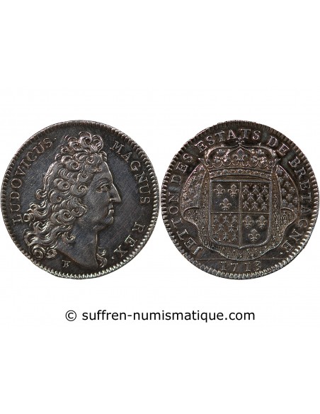 ETATS DE BRETAGNE, LOUIS XIV – JETON ARGENT 1713 DINAN Daniel 69