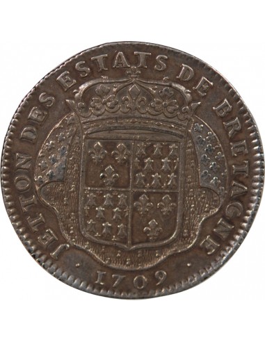 ETATS DE BRETAGNE, LOUIS XIV – JETON ARGENT 1709 SAINT BRIEUC Daniel 64