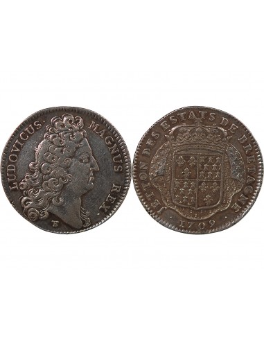 ETATS DE BRETAGNE, LOUIS XIV – JETON ARGENT 1709 SAINT BRIEUC Daniel 64