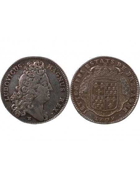 ETATS DE BRETAGNE, LOUIS XIV – JETON ARGENT 1709 SAINT BRIEUC Daniel 64