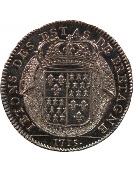 ETATS DE BRETAGNE, LOUIS XIV – JETON ARGENT 1715 SAINT BRIEUC Daniel 72