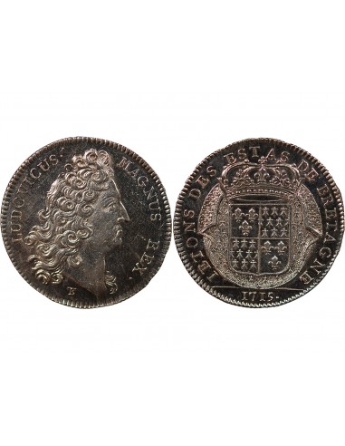 ETATS DE BRETAGNE, LOUIS XIV – JETON ARGENT 1715 SAINT BRIEUC Daniel 72