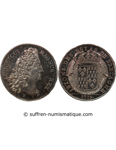 ETATS DE BRETAGNE, LOUIS XIV – JETON ARGENT 1715 SAINT BRIEUC Daniel 72