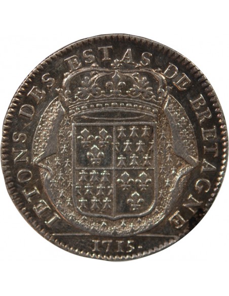 ETATS DE BRETAGNE, LOUIS XIV – JETON ARGENT 1715 SAINT BRIEUC Daniel 73