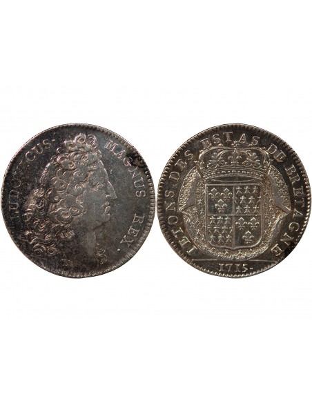 ETATS DE BRETAGNE, LOUIS XIV – JETON ARGENT 1715 SAINT BRIEUC Daniel 73
