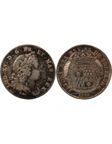 ETATS DE BRETAGNE, LOUIS XV – JETON ARGENT 1717 DINAN Daniel 74
