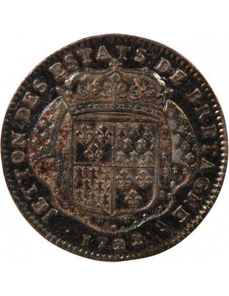 ETATS DE BRETAGNE, LOUIS XV – JETON ARGENT 1722 NANTES Daniel 76