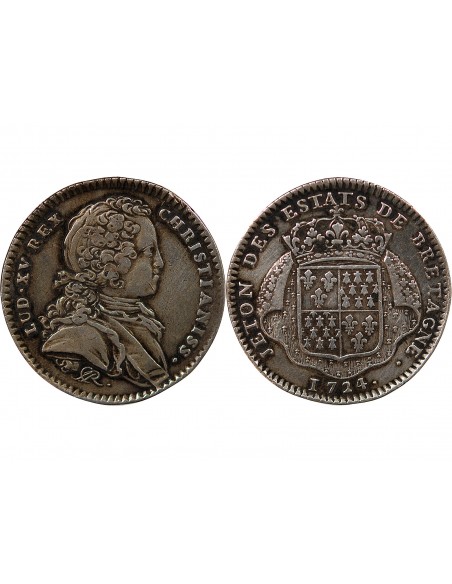 ETATS DE BRETAGNE, LOUIS XV – JETON ARGENT 1722 NANTES Daniel 76