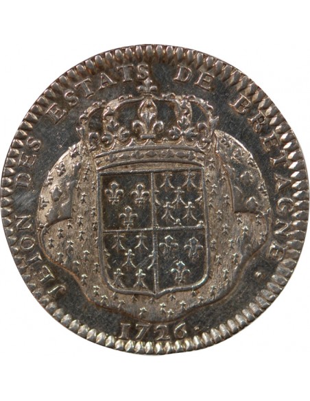 ETATS DE BRETAGNE, LOUIS XV – JETON ARGENT 1726 SAINT BRIEUC Daniel 79