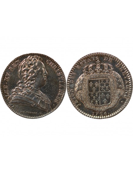 ETATS DE BRETAGNE, LOUIS XV – JETON ARGENT 1726 SAINT BRIEUC Daniel 79