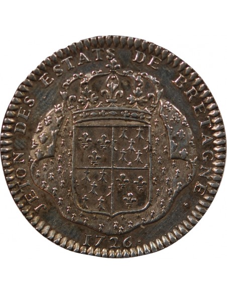 ETATS DE BRETAGNE, LOUIS XV – JETON ARGENT 1726 SAINT BRIEUC Daniel 80