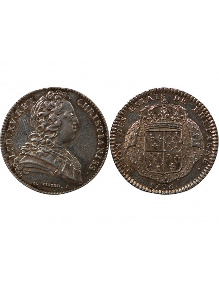 ETATS DE BRETAGNE, LOUIS XV – JETON ARGENT 1726 SAINT BRIEUC Daniel 80