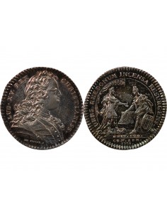 ETATS DE BRETAGNE, LOUIS XV – JETON ARGENT 1728 RENNES Daniel 82 2