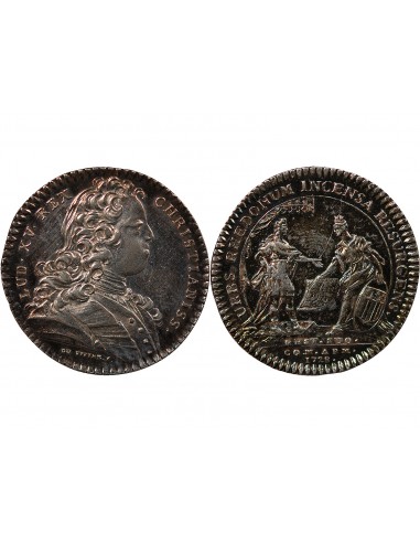ETATS DE BRETAGNE, LOUIS XV – JETON ARGENT 1728 RENNES Daniel 82